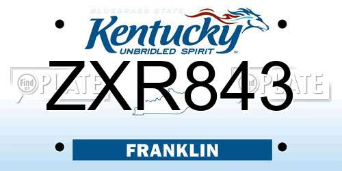 ZXR843 Kentucky License Plate
