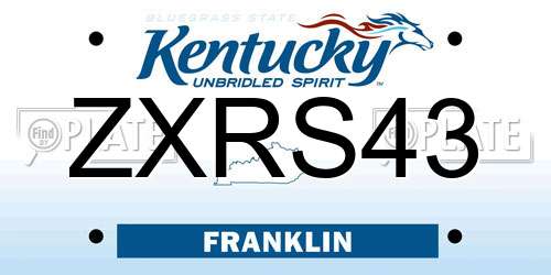 ZXRS43 Kentucky License Plate