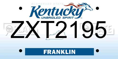 ZXT2195 Kentucky License Plate