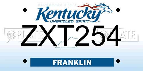 ZXT254 Kentucky License Plate