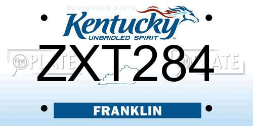 ZXT284 Kentucky License Plate