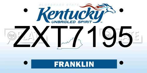 ZXT7195 Kentucky License Plate