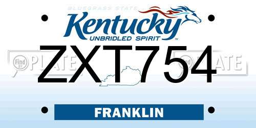 ZXT754 Kentucky License Plate