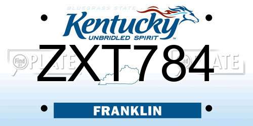 ZXT784 Kentucky License Plate