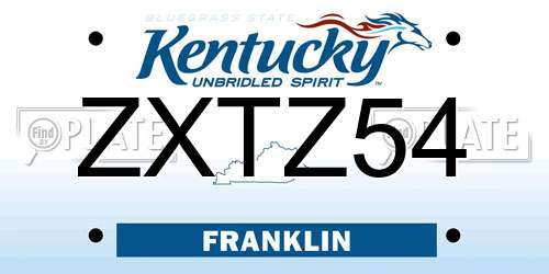 ZXTZ54 Kentucky License Plate