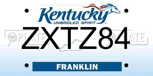 ZXTZ84 Kentucky License Plate