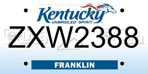 ZXW2388 Kentucky License Plate