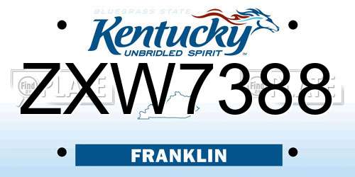 ZXW7388 Kentucky License Plate