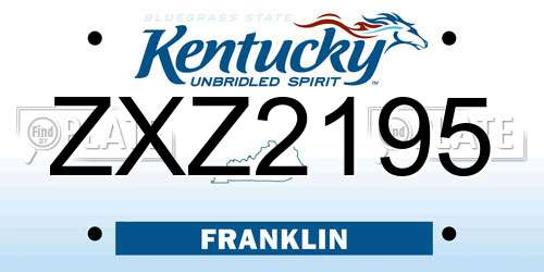 ZXZ2195 Kentucky License Plate
