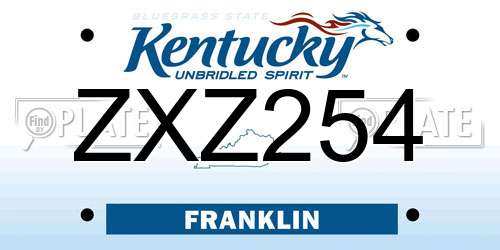 ZXZ254 Kentucky License Plate