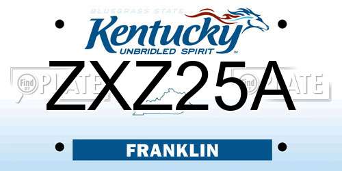 ZXZ25A Kentucky License Plate