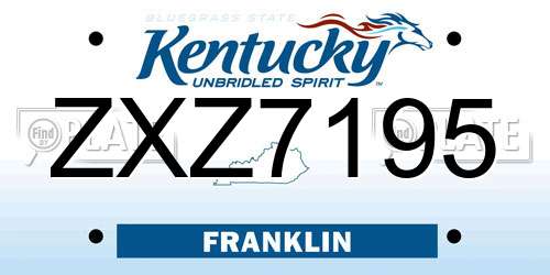 ZXZ7195 Kentucky License Plate