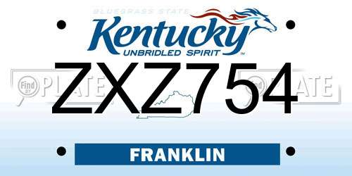 ZXZ754 Kentucky License Plate