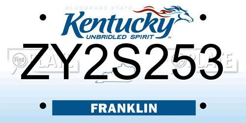 ZY2S253 Kentucky License Plate