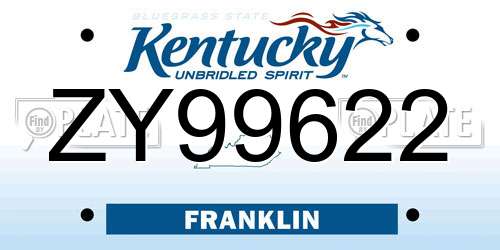 ZY99622 Kentucky License Plate