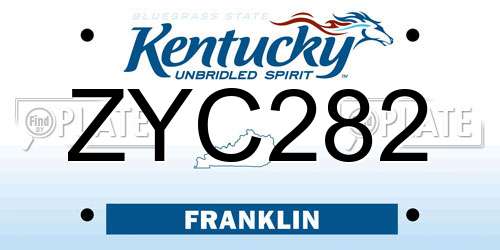 ZYC282 Kentucky License Plate