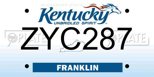 ZYC287 Kentucky License Plate