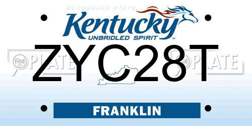 ZYC28T Kentucky License Plate