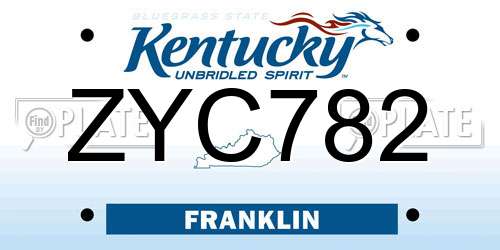 ZYC782 Kentucky License Plate