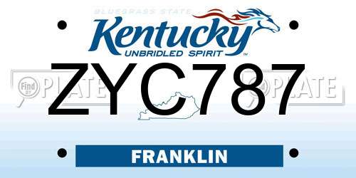 ZYC787 Kentucky License Plate