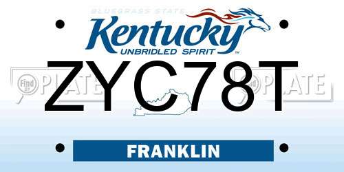 ZYC78T Kentucky License Plate