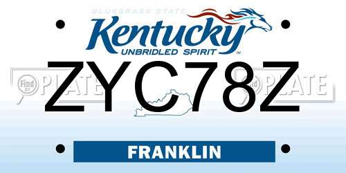 ZYC78Z Kentucky License Plate