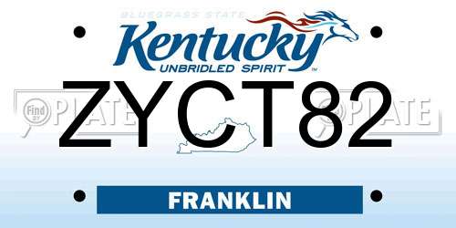 ZYCT82 Kentucky License Plate