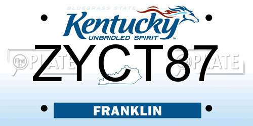 ZYCT87 Kentucky License Plate