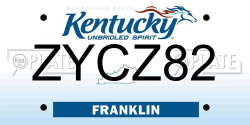 ZYCZ82 Kentucky License Plate