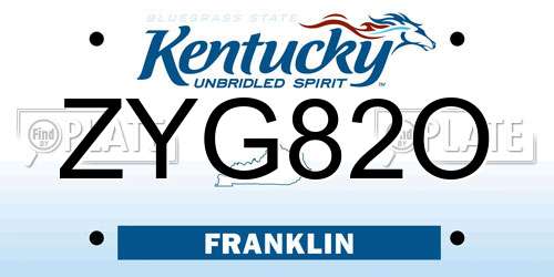 ZYG82O Kentucky License Plate