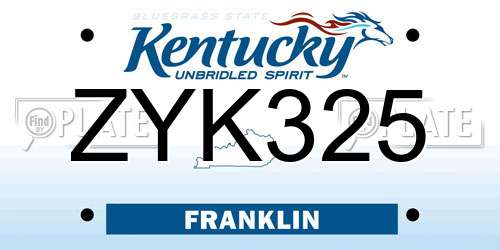 ZYK325 Kentucky License Plate