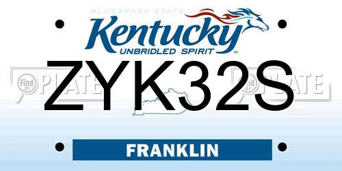 ZYK32S Kentucky License Plate