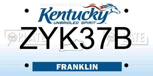 ZYK37B Kentucky License Plate