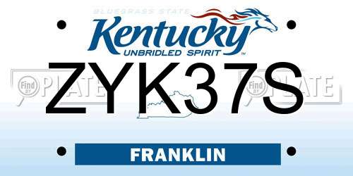 ZYK37S Kentucky License Plate