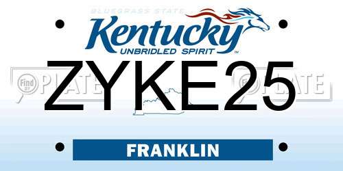 ZYKE25 Kentucky License Plate