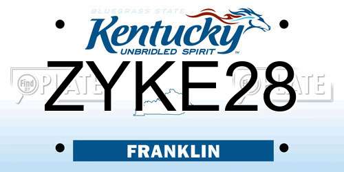 ZYKE28 Kentucky License Plate