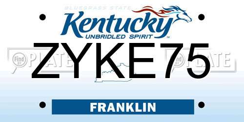 ZYKE75 Kentucky License Plate