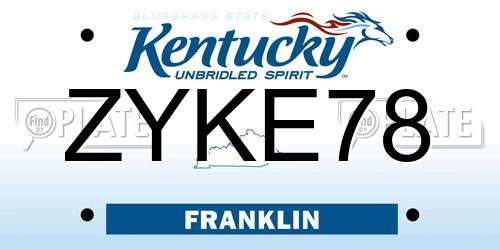 ZYKE78 Kentucky License Plate