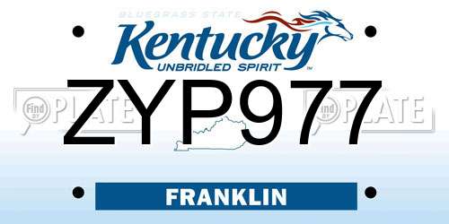 ZYP977 Kentucky License Plate