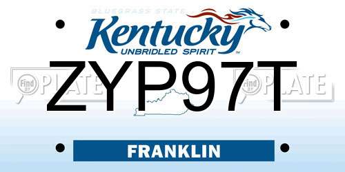 ZYP97T Kentucky License Plate