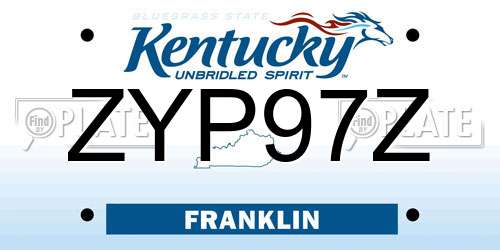 ZYP97Z Kentucky License Plate