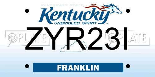ZYR23I Kentucky License Plate
