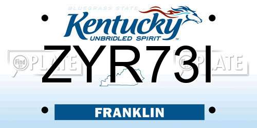 ZYR73I Kentucky License Plate