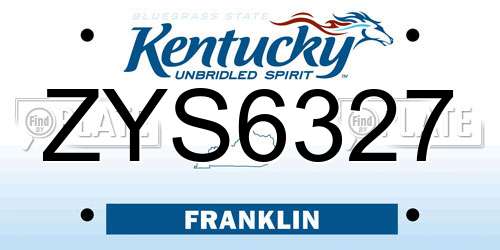 ZYS6327 Kentucky License Plate