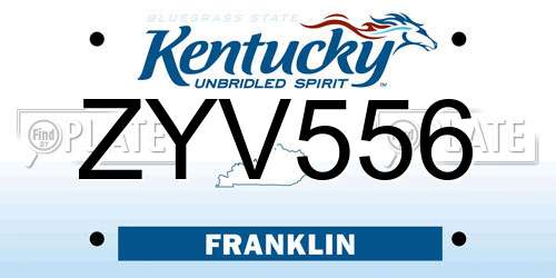 ZYV556 Kentucky License Plate