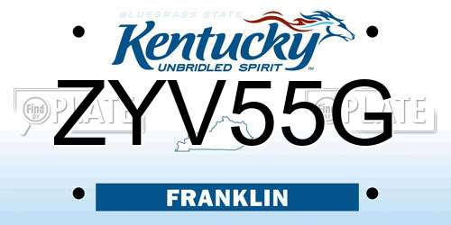 ZYV55G Kentucky License Plate