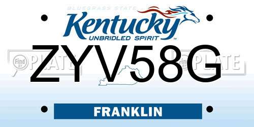 ZYV58G Kentucky License Plate