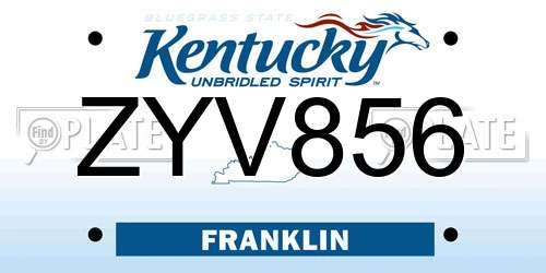 ZYV856 Kentucky License Plate