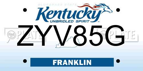 ZYV85G Kentucky License Plate