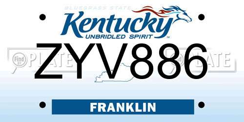 ZYV886 Kentucky License Plate